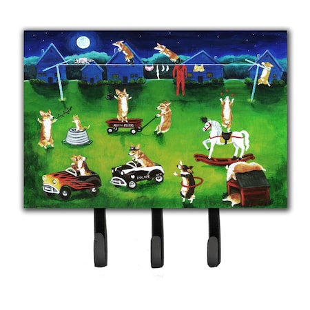 Carolines Treasures Corgi Backyard Circus Leash or Key Holder 7403TH68